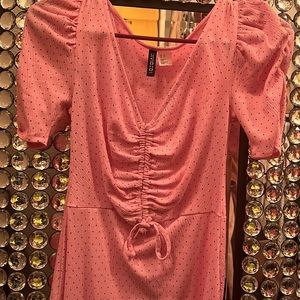 New DIVIDED PINK DRESS! Black polka dots ! By H&M